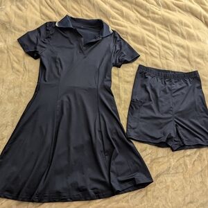 Navy Polo Dress and Shorts Set